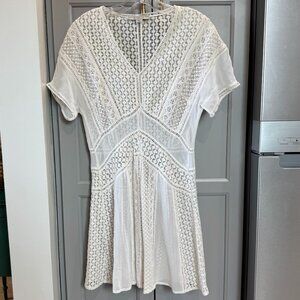 All Saints Cream White Lace Blouse/Tunic/Mini Dress, Size 00
